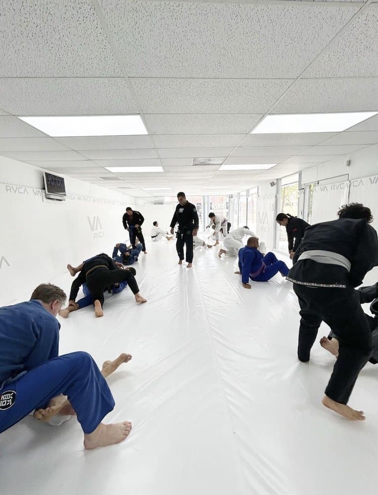 Adults rolling during gi class at Panza Jiu-Jitsu in Torrance