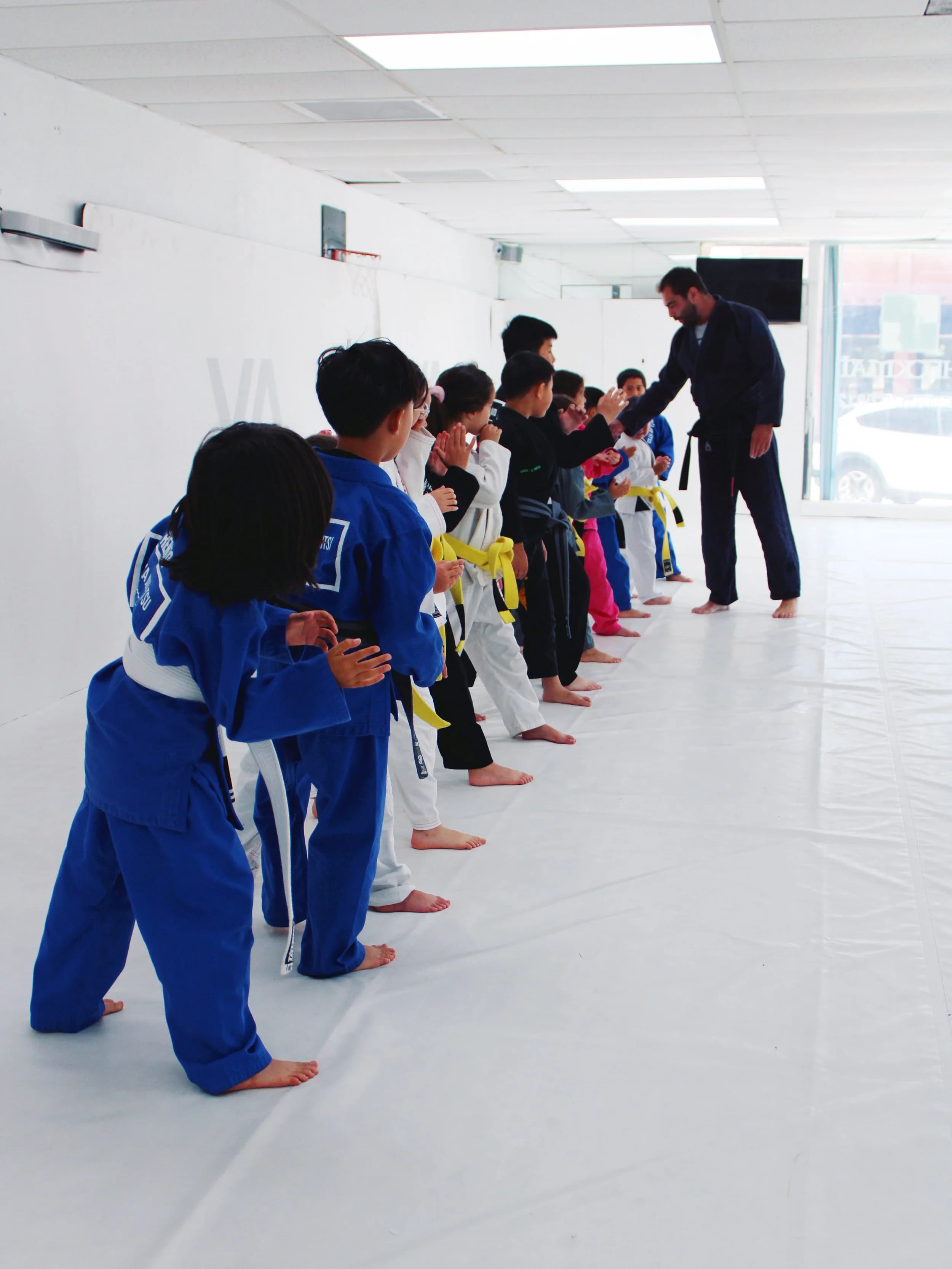 Kids lined up in gis at Panza Jiu-Jitsu in Torrance